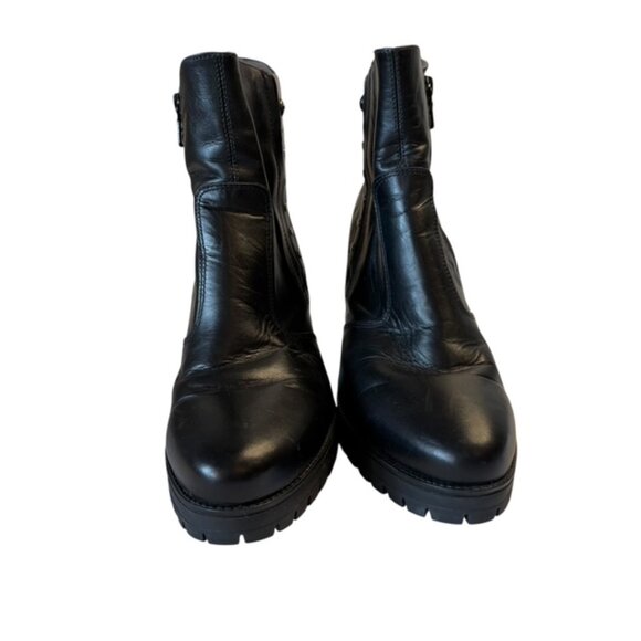 Nero Giardini Black Leather Metal Studs Side Zip Chunky Rubber Platform Boots - Picture 8 of 9